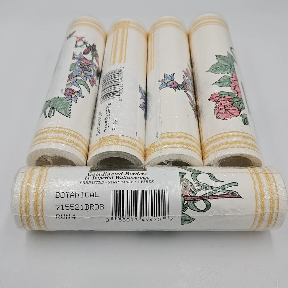 VTG Croscill Wall Paper Border Lot of 5 Botanical Prepasted Cottagecore 5 Yards